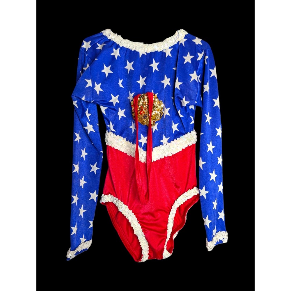 USA Stars and Stripes Dancewear Sequined Leotard Child Large OOC Pageant Glitzy‎